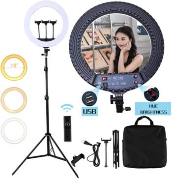 رينج لايت Selfie Ring Light 18"/45cm Outer 55WBlack Model:HQ-18N