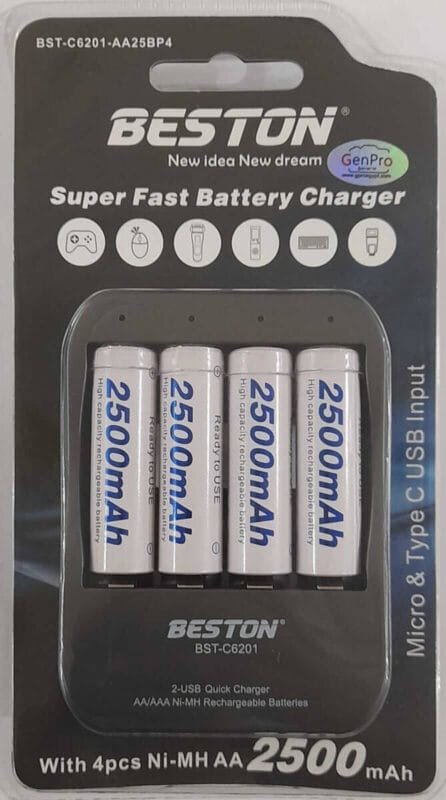 generalPro-BST-C6201-2500mAh-Beston-fast-Charger-2 Beston 4PCS 2500mAh