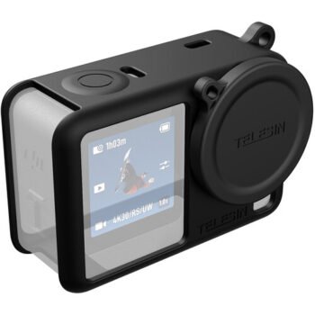غطاء سيليكون من TELESIN مزود بغطاء عدسة لكاميرا DJI Osmo Action 6