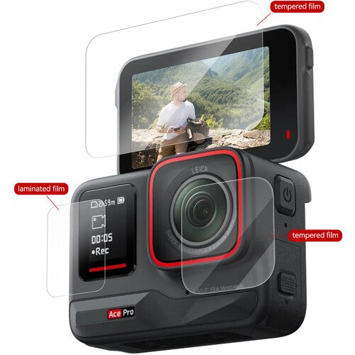 TELESIN Tempered Glass Film Set for Insta360 ACE Pro TELESIN Tempered Glass Film Set for Insta360 ACE Pro
